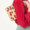 Mini sac à bandoulière Vlogo Signature en raphia jacquard avec motif Cherryfic Mini sac à bandoulière Vlogo Signature en raphia jacquard avec motif Cherryfic