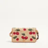 Mini sac à bandoulière Vlogo Signature en raphia jacquard avec motif Cherryfic Mini sac à bandoulière Vlogo Signature en raphia jacquard avec motif Cherryfic