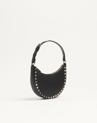 Mini sac hobo Rockstud en cuir de veau grainé