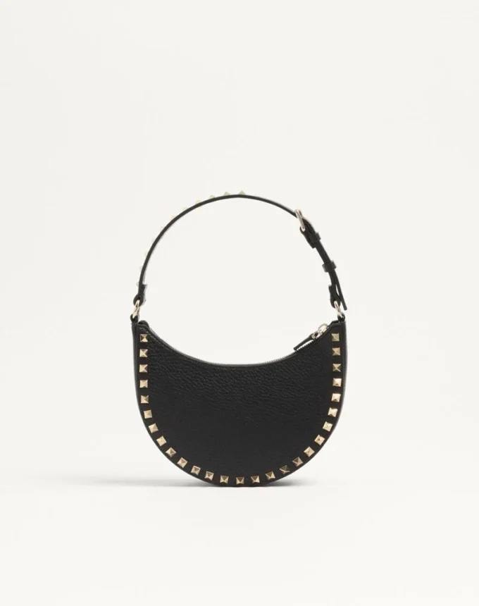 Mini sac hobo Rockstud en cuir de veau grainé Mini sac hobo Rockstud en cuir de veau grainé