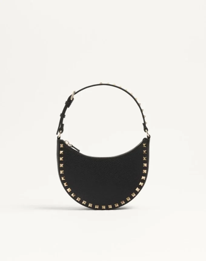 Mini sac hobo Rockstud en cuir de veau grainé Mini sac hobo Rockstud en cuir de veau grainé