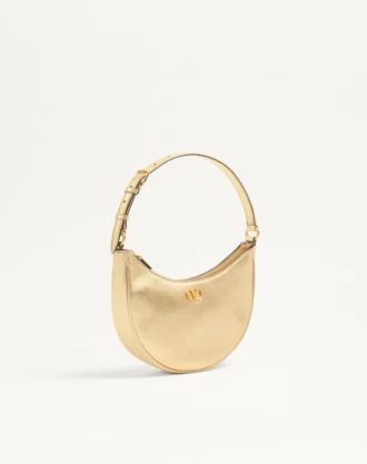 Mini sac hobo Vlogo Signature en cuir de veau grainé laminé