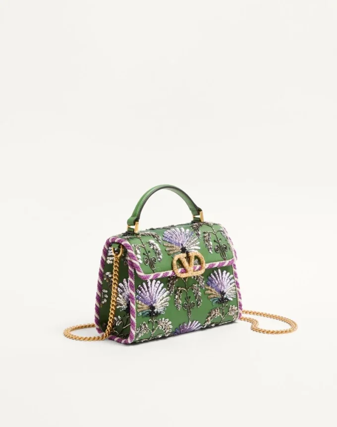 Mini sac à main brodé Valentino Garavani Vsling avec logo bijou Mini sac à main brodé Valentino Garavani Vsling avec logo bijou