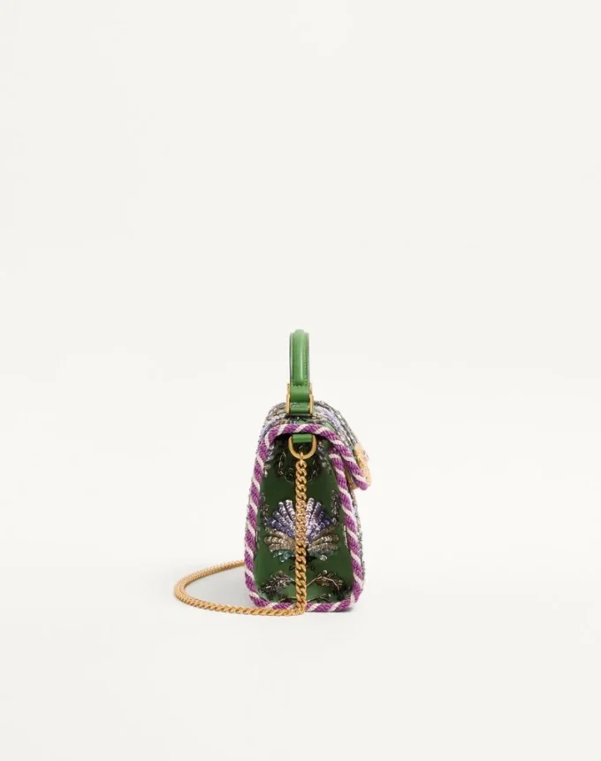 Mini sac à main brodé Valentino Garavani Vsling avec logo bijou Mini sac à main brodé Valentino Garavani Vsling avec logo bijou