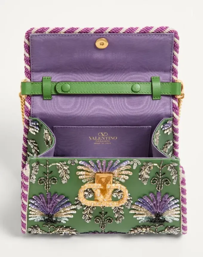 Mini sac à main brodé Valentino Garavani Vsling avec logo bijou Mini sac à main brodé Valentino Garavani Vsling avec logo bijou