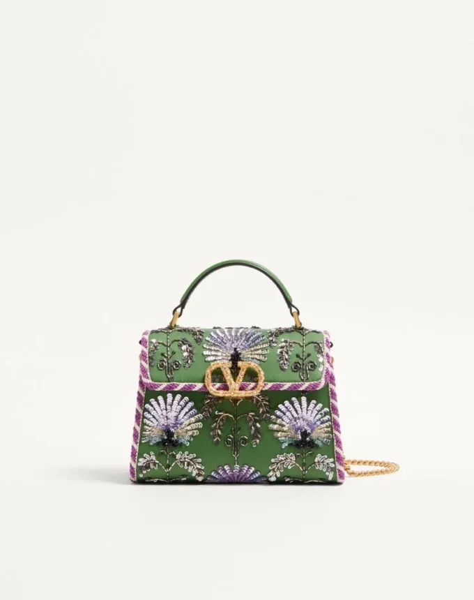 Mini sac à main brodé Valentino Garavani Vsling avec logo bijou Mini sac à main brodé Valentino Garavani Vsling avec logo bijou