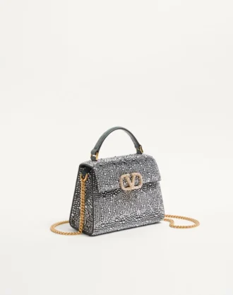 Mini sac à main Valentino Garavani Vsling avec strass et logo bijou