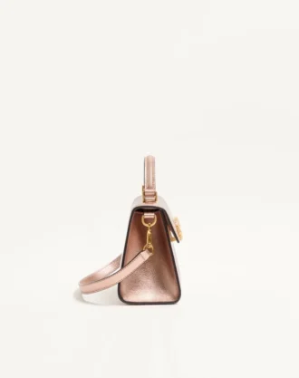 Mini sac à main Valentino Garavani Vsling en cuir de veau grainé laminé avec logo bijou