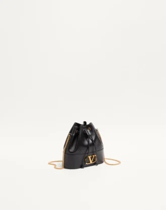 Mini sac seau en cuir nappa avec chaîne signature Vlogo