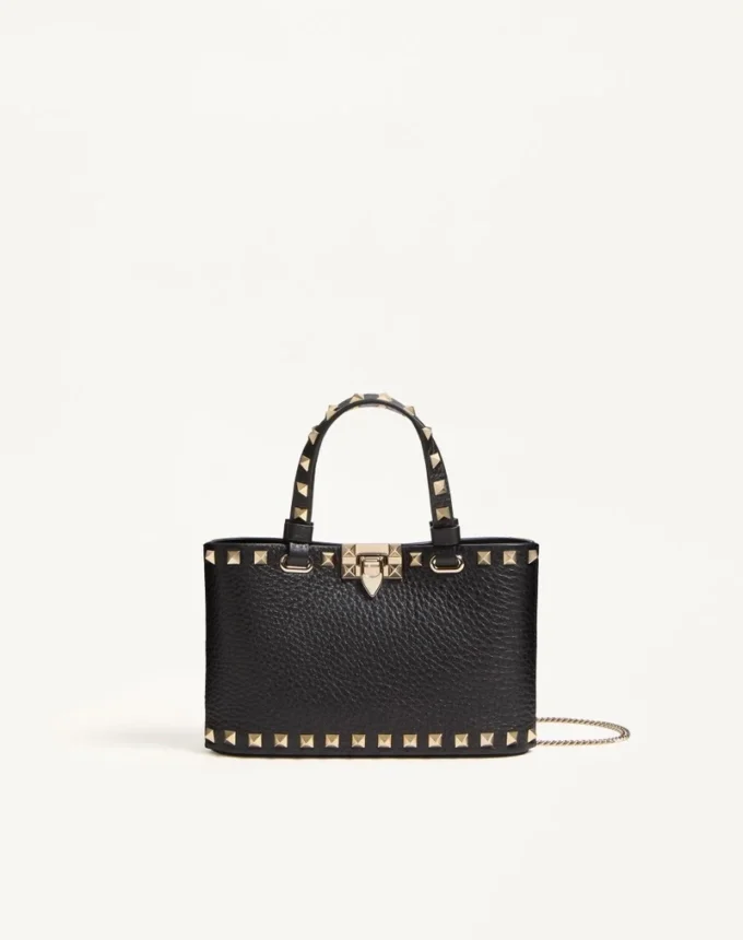 Mini sac shopping Rockstud en cuir de veau grainé Mini sac shopping Rockstud en cuir de veau grainé