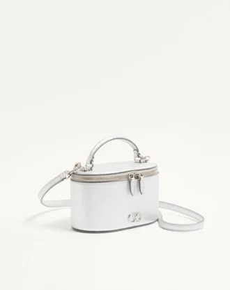 Mini trousse de toilette VLogo Signature en cuir de veau grainé laminé