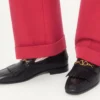 Mocassins en cuir de chevreau avec franges et logo VLogo Signature