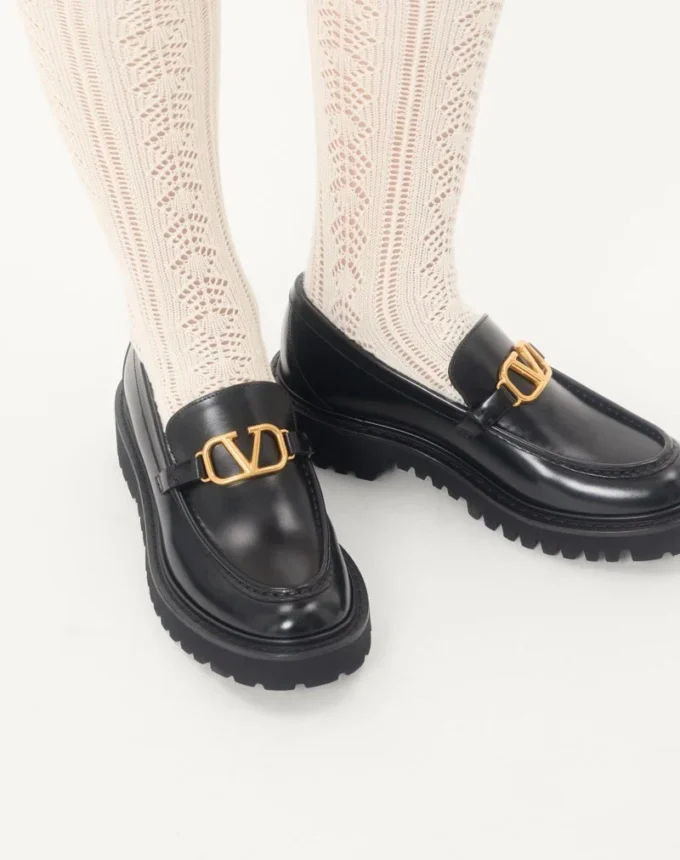Mocassins en cuir de veau avec logo VLogo Signature