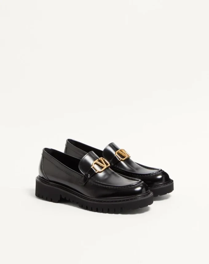 Mocassins en cuir de veau avec logo VLogo Signature
