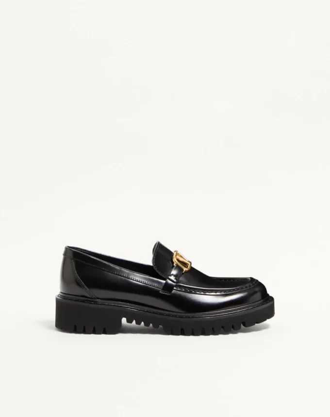 Mocassins en cuir de veau avec logo VLogo Signature