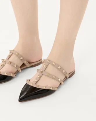 Mules Rockstud en cuir verni
