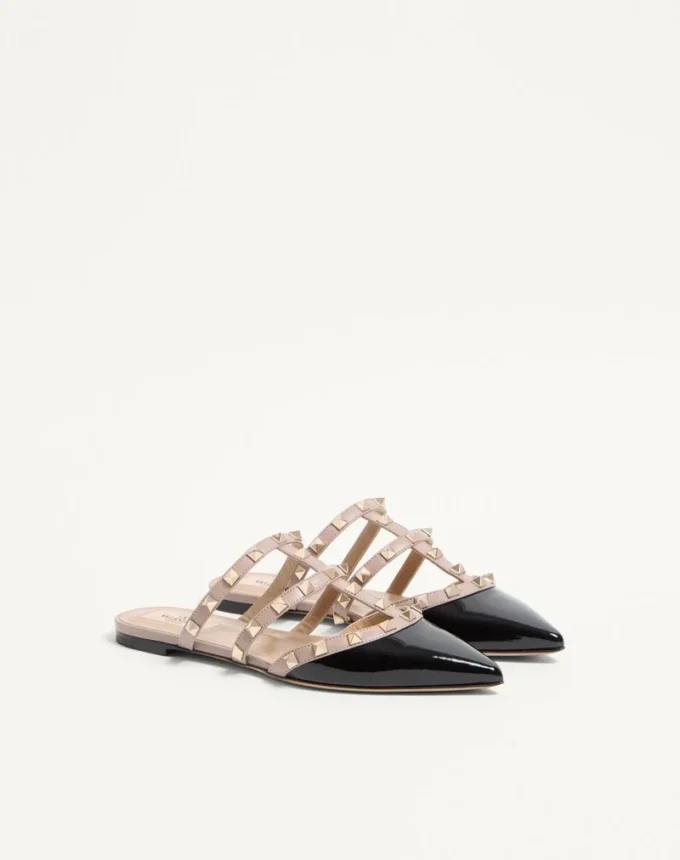 Mules Rockstud en cuir verni