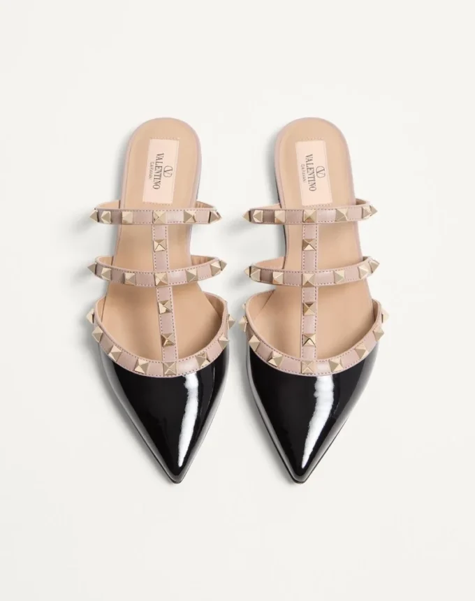 Mules Rockstud en cuir verni