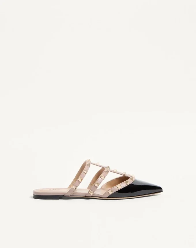 Mules Rockstud en cuir verni