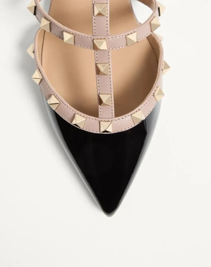Mules Rockstud en cuir verni
