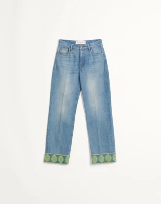 Pantalon en denim avec bordures jacquard