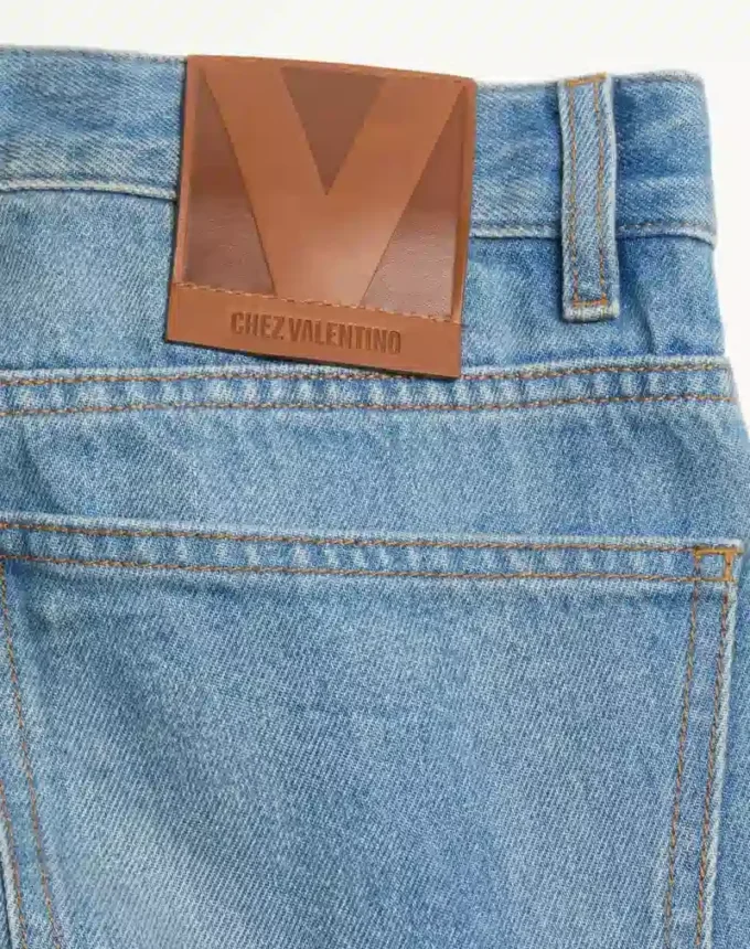Pantalon en denim avec bordures jacquard Pantalon en denim avec bordures jacquard