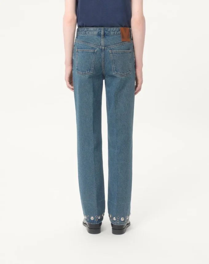 Pantalon en denim avec cabochons Pantalon en denim avec cabochons