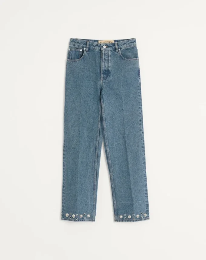 Pantalon en denim avec cabochons Pantalon en denim avec cabochons