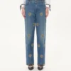 Pantalon en denim brodé Pantalon en denim brodé