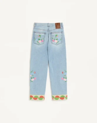 Pantalon en denim brodé