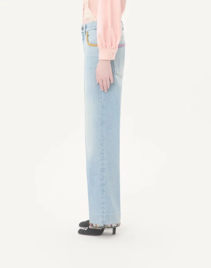 Pantalon en denim brodé Pantalon en denim brodé
