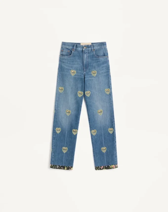 Pantalon en denim brodé Pantalon en denim brodé