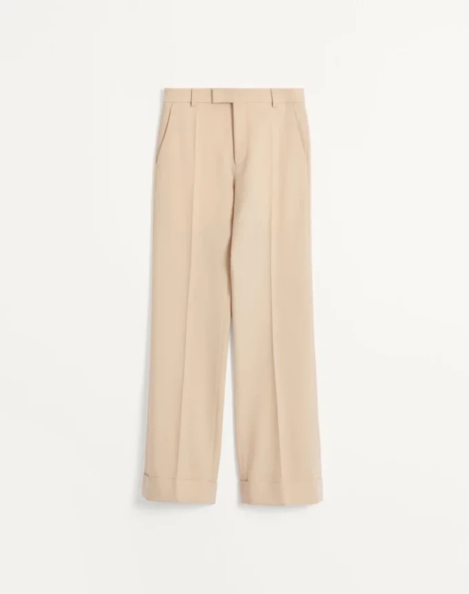 Pantalon en gabardine de laine à revers Pantalon en gabardine de laine à revers