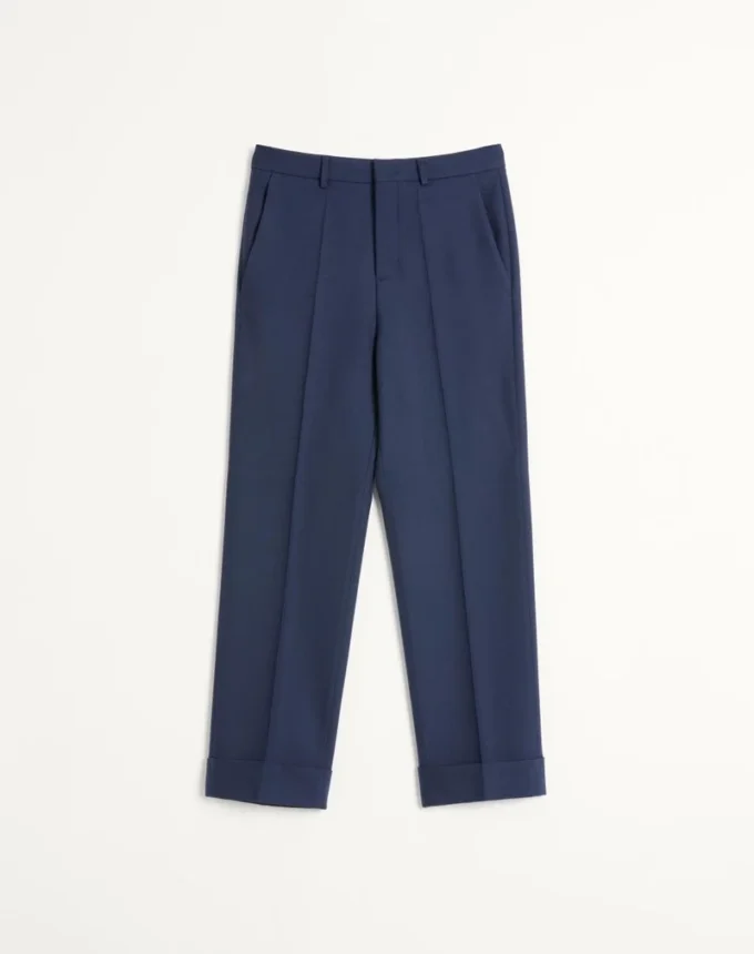 Pantalon en gabardine de laine à revers Pantalon en gabardine de laine à revers