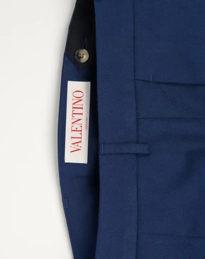 Pantalon en gabardine de laine à revers Pantalon en gabardine de laine à revers