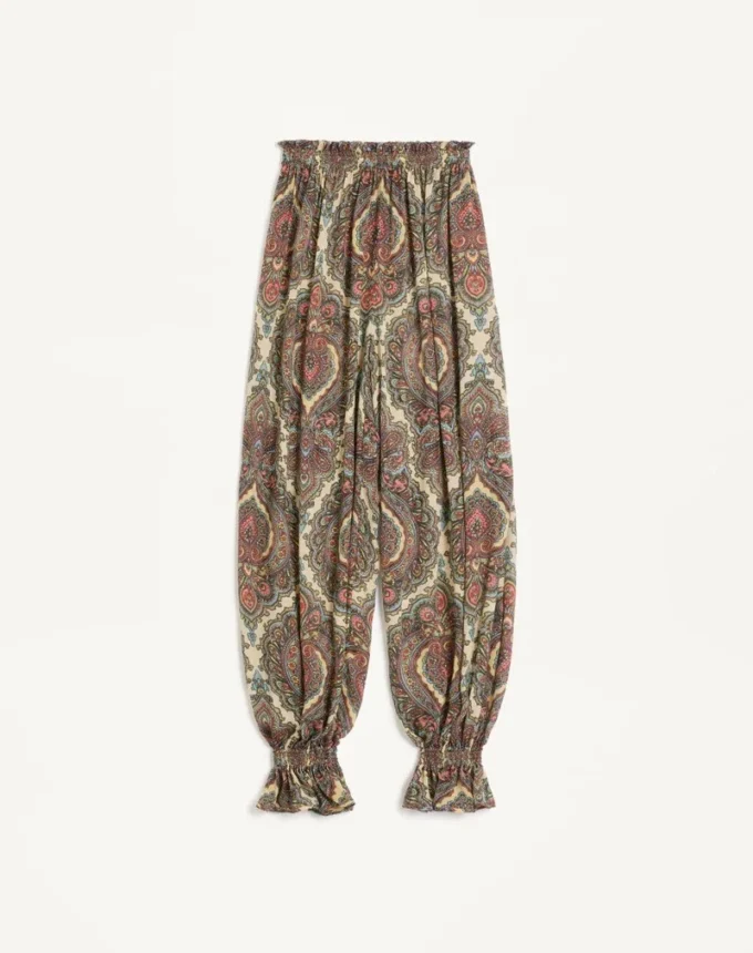 Pantalon en georgette imprimé cachemire Voyage Imaginaire Pantalon en georgette imprimé cachemire Voyage Imaginaire