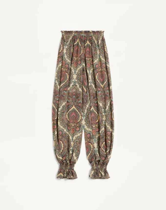Pantalon en georgette imprimé cachemire Voyage Imaginaire Pantalon en georgette imprimé cachemire Voyage Imaginaire