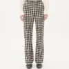 Pantalon en laine mélangée à carreaux avec revers Pantalon en laine mélangée à carreaux avec revers