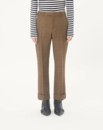 Pantalon en laine à motif Glen Plaid et revers Valentino