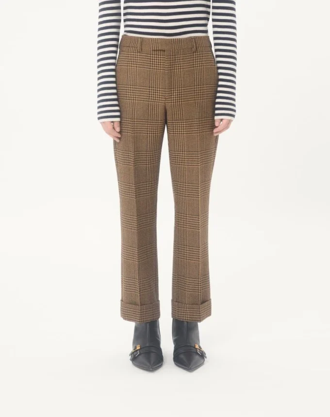 Pantalon en laine à motif Glen Plaid et revers Valentino Pantalon en laine à motif Glen Plaid et revers Valentino
