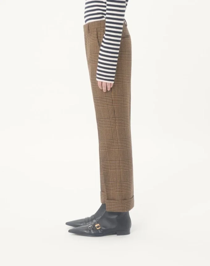 Pantalon en laine à motif Glen Plaid et revers Valentino Pantalon en laine à motif Glen Plaid et revers Valentino