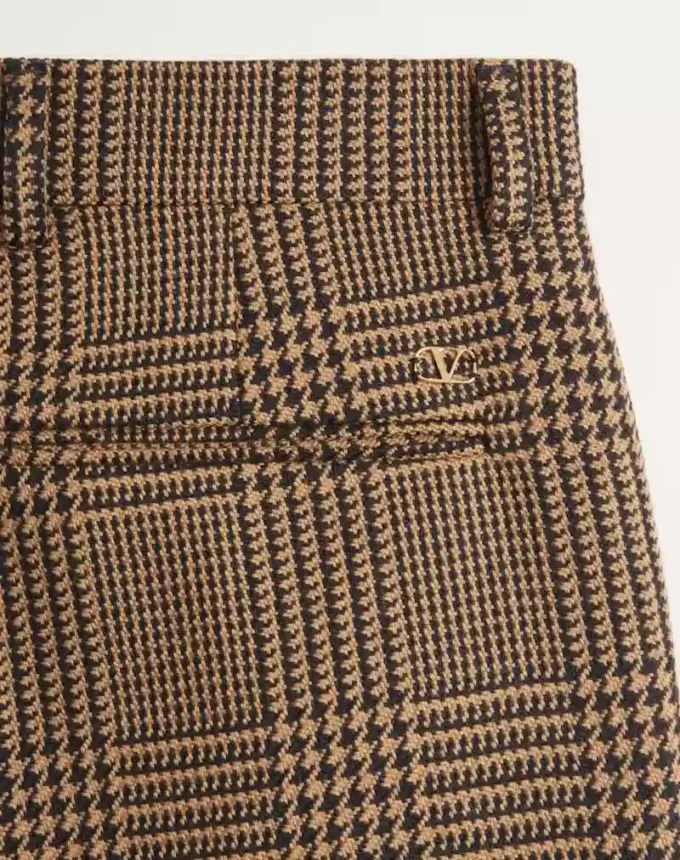 Pantalon en laine à motif Glen Plaid et revers Valentino Pantalon en laine à motif Glen Plaid et revers Valentino