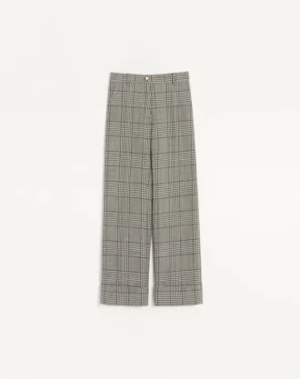 Pantalon en laine à motif pied-de-poule