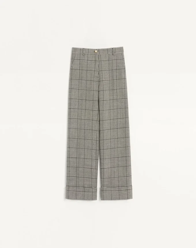Pantalon en laine à motif pied-de-poule Pantalon en laine à motif pied-de-poule
