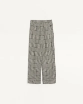 Pantalon en laine à motif pied-de-poule