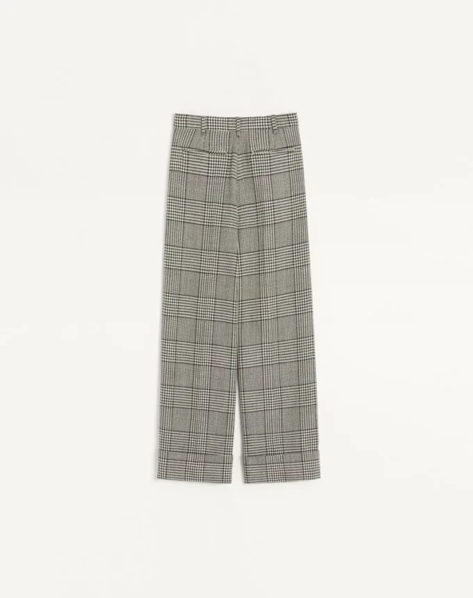 Pantalon en laine à motif pied-de-poule Pantalon en laine à motif pied-de-poule