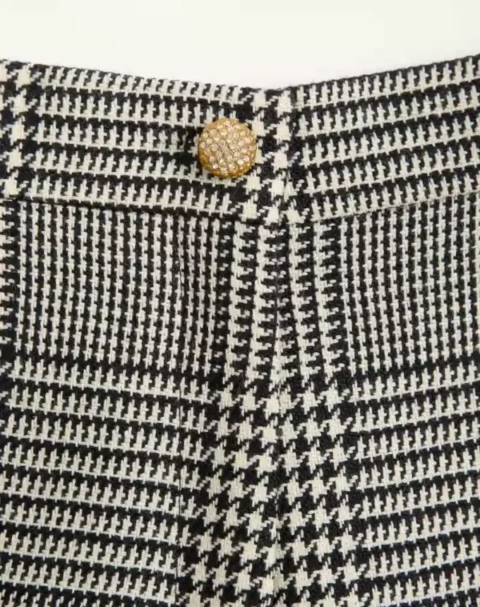 Pantalon en laine à motif pied-de-poule Pantalon en laine à motif pied-de-poule