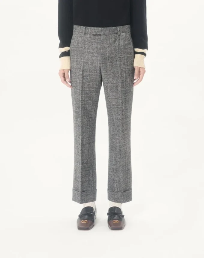 Pantalon en laine moulinée Valentino à revers Pantalon en laine moulinée Valentino à revers