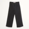 Pantalon en laine à revers avec bandes latérales en satin Pantalon en laine à revers avec bandes latérales en satin