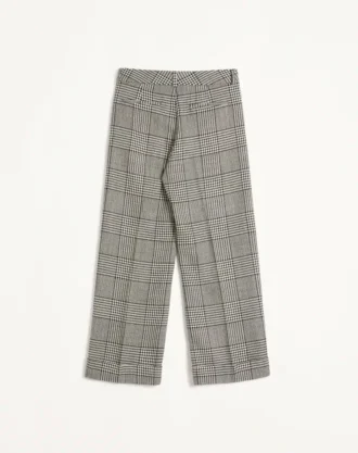 Pantalon en laine à revers avec motif à carreaux pied-de-poule Pantalon en laine à revers avec motif à carreaux pied-de-poule